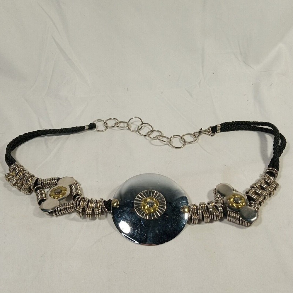 Vintage 1980's Artisan Art to Wear Belt Mixed Metal Cinch Waist Bohemian Korea